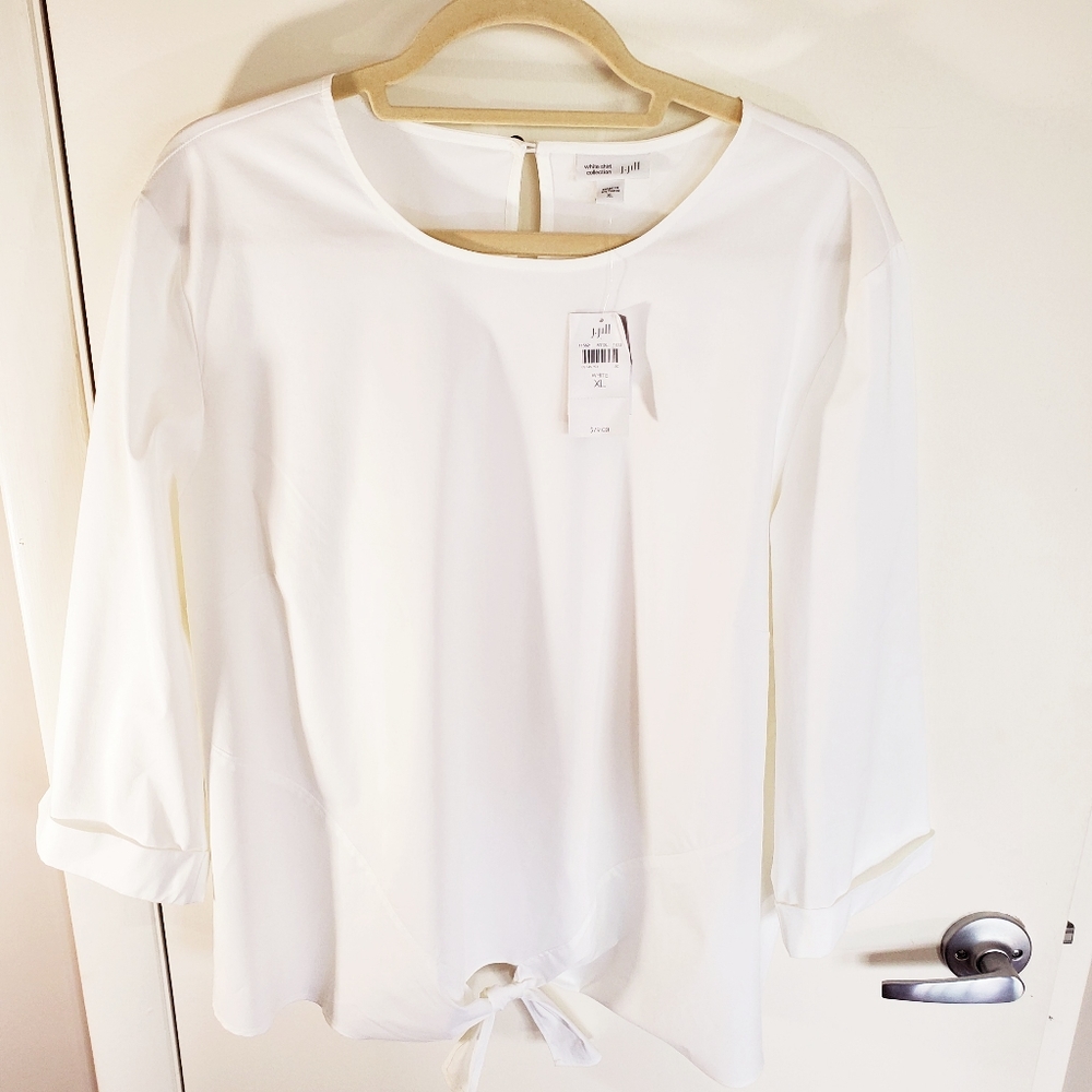 J.Jill White Front-Bowtie Shirt